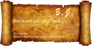 Berkovits János névjegykártya