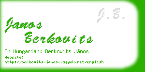 janos berkovits business card